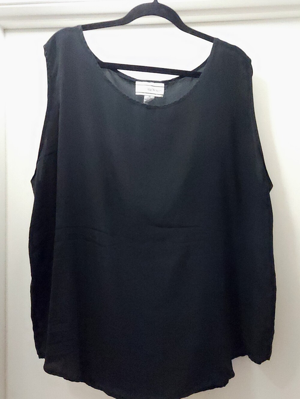 August Max 100% Silk Black Shell Sleeveless Blouse Bit Sheer 3x